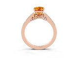 Rose gold Oval Cut Diamond Solitaire Ring with Pavé Band and Prong Setting_3