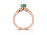 Rose gold Oval Cut Diamond Solitaire Ring with Pavé Band and Prong Setting_3