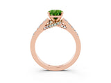 Rose gold Oval Cut Diamond Solitaire Ring with Pavé Band and Prong Setting_3
