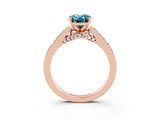 Rose gold Oval Cut Diamond Solitaire Ring with Pavé Band and Prong Setting_3