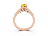 Rose gold Oval Cut Diamond Solitaire Ring with Pavé Band and Prong Setting_3