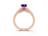 Rose gold Oval Cut Diamond Solitaire Ring with Pavé Band and Prong Setting_3