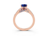 Rose gold Oval Cut Diamond Solitaire Ring with Pavé Band and Prong Setting_3