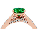 Rose gold Oval Cut Diamond Solitaire Ring with Pavé Band and Prong Setting_4