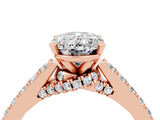 Rose gold Oval Cut Diamond Solitaire Ring with Pavé Band and Prong Setting_4