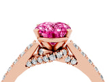 Rose gold Oval Cut Diamond Solitaire Ring with Pavé Band and Prong Setting_4