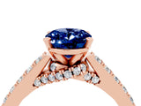 Rose gold Oval Cut Diamond Solitaire Ring with Pavé Band and Prong Setting_4