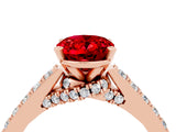 Rose gold Oval Cut Diamond Solitaire Ring with Pavé Band and Prong Setting_4