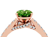 Rose gold Oval Cut Diamond Solitaire Ring with Pavé Band and Prong Setting_4