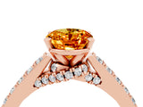 Rose gold Oval Cut Diamond Solitaire Ring with Pavé Band and Prong Setting_4