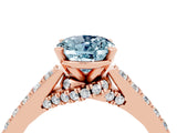 Rose gold Oval Cut Diamond Solitaire Ring with Pavé Band and Prong Setting_4