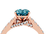 Rose gold Oval Cut Diamond Solitaire Ring with Pavé Band and Prong Setting_4