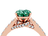 Rose gold Oval Cut Diamond Solitaire Ring with Pavé Band and Prong Setting_4