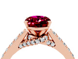 Rose gold Oval Cut Diamond Solitaire Ring with Pavé Band and Prong Setting_4