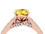 Rose gold Oval Cut Diamond Solitaire Ring with Pavé Band and Prong Setting_4