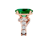 Rose gold Oval Cut Diamond Solitaire Ring with Pavé Band and Prong Setting_5