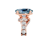 Rose gold Oval Cut Diamond Solitaire Ring with Pavé Band and Prong Setting_5