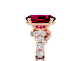 Rose gold Oval Cut Diamond Solitaire Ring with Pavé Band and Prong Setting_5