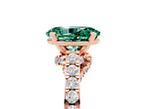 Rose gold Oval Cut Diamond Solitaire Ring with Pavé Band and Prong Setting_5