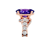 Rose gold Oval Cut Diamond Solitaire Ring with Pavé Band and Prong Setting_5