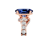Rose gold Oval Cut Diamond Solitaire Ring with Pavé Band and Prong Setting_5
