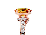Rose gold Oval Cut Diamond Solitaire Ring with Pavé Band and Prong Setting_5