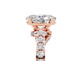 Rose gold Oval Cut Diamond Solitaire Ring with Pavé Band and Prong Setting_5