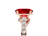 Rose gold Oval Cut Diamond Solitaire Ring with Pavé Band and Prong Setting_5