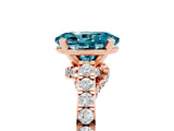 Rose gold Oval Cut Diamond Solitaire Ring with Pavé Band and Prong Setting_5