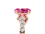 Rose gold Oval Cut Diamond Solitaire Ring with Pavé Band and Prong Setting_5