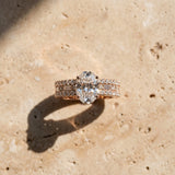 Rose gold Oval Cut Diamond Solitaire Ring with Pavé and Channel Set Band_16