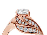 Rose gold Oval Cut Diamond Solitaire Ring with Prong Setting and Twisted Pavé Band_7