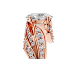 Rose gold Oval Cut Diamond Solitaire Ring with Prong Setting and Twisted Pavé Band_8
