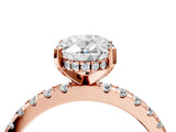 Rose gold Oval Cut Diamond Solitaire Ring with Round  Pavé Band and Four-Prong Setting_227