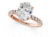Rose gold Oval Cut Diamond Solitaire Ring with Round  Pavé Band and Four-Prong Setting_43