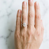 Rose gold Oval Cut Diamond Solitaire Ring with Round  Pavé Band and Prong Setting_305