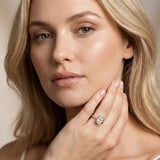 Rose gold Oval Cut Diamond Solitaire Ring with Round  Pavé Band and Prong Setting_306