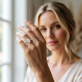 Rose gold Oval Cut Diamond Solitaire Ring with Round  Pavé Band and Prong Setting_307