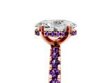 Rose gold Oval Cut Diamond Solitaire Ring with Round with Amethyst side stone Pavé Band and Four-Prong Setting_41
