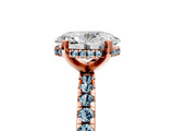 Rose gold Oval Cut Diamond Solitaire Ring with Round with Aquamarine side stone Pavé Band and Four-Prong Setting_41