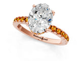 Rose gold Oval Cut Diamond Solitaire Ring with Round with Citrine side stone Pavé Band and Four-Prong Setting_37