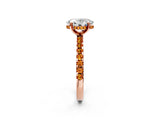 Rose gold Oval Cut Diamond Solitaire Ring with Round with Citrine side stone Pavé Band and Four-Prong Setting_38