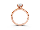 Rose gold Oval Cut Diamond Solitaire Ring with Round with Citrine side stone Pavé Band and Four-Prong Setting_39