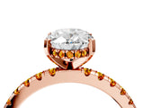 Rose gold Oval Cut Diamond Solitaire Ring with Round with Citrine side stone Pavé Band and Four-Prong Setting_40