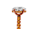 Rose gold Oval Cut Diamond Solitaire Ring with Round with Citrine side stone Pavé Band and Four-Prong Setting_41