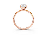 Rose gold Oval Cut Diamond Solitaire Ring with Round with Citrine side stone Pavé Band and Prong Setting_15