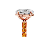 Rose gold Oval Cut Diamond Solitaire Ring with Round with Citrine side stone Pavé Band and Prong Setting_17
