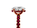 Rose gold Oval Cut Diamond Solitaire Ring with Round with Garnet side stone Pavé Band and Four-Prong Setting_41