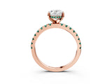 Rose gold Oval Cut Diamond Solitaire Ring with Round with Green Sapphire side stone Pavé Band and Four-Prong Setting_39