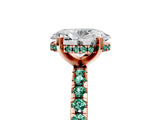 Rose gold Oval Cut Diamond Solitaire Ring with Round with Green Sapphire side stone Pavé Band and Four-Prong Setting_41